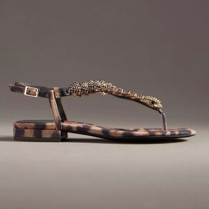 Jeffrey Campbell Kaa Rhinestone Snake Embellished Sandals Cheetah Print Size 6